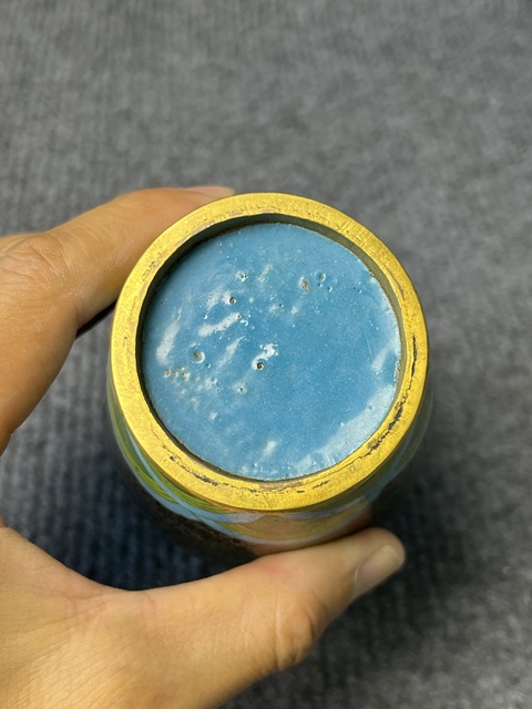 古玩雜項銅胎掐絲琺瑯雙龍戲珠紋觀音瓶真品鑒賞圖