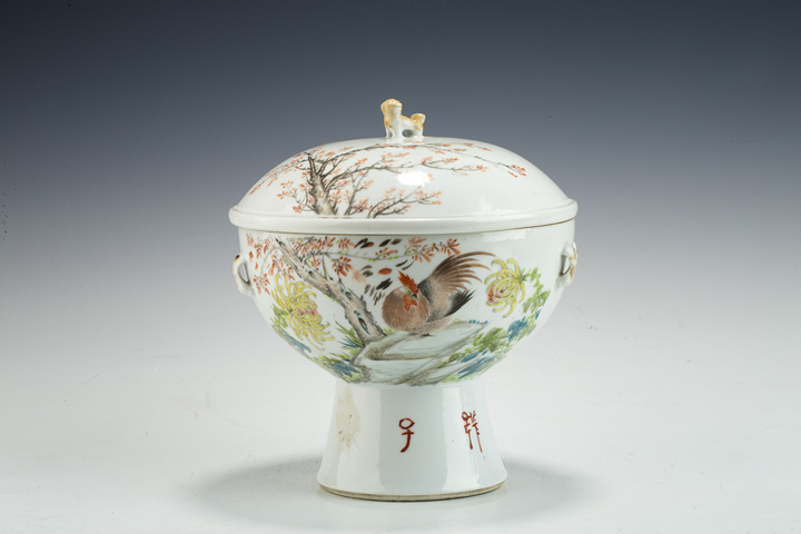 古玩陶瓷清晚·淺絳彩大吉圖四系溫鍋真品鑒賞圖