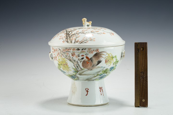 古玩陶瓷清晚·淺絳彩大吉圖四系溫鍋真品鑒賞圖