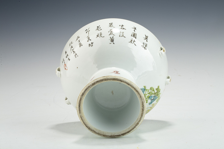 古玩陶瓷清晚·淺絳彩大吉圖四系溫鍋真品鑒賞圖