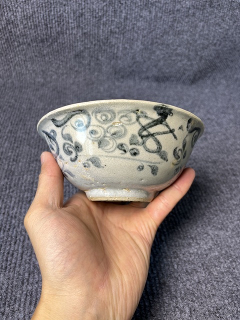 古玩陶瓷青花花鳥紋碗真品鑒賞圖