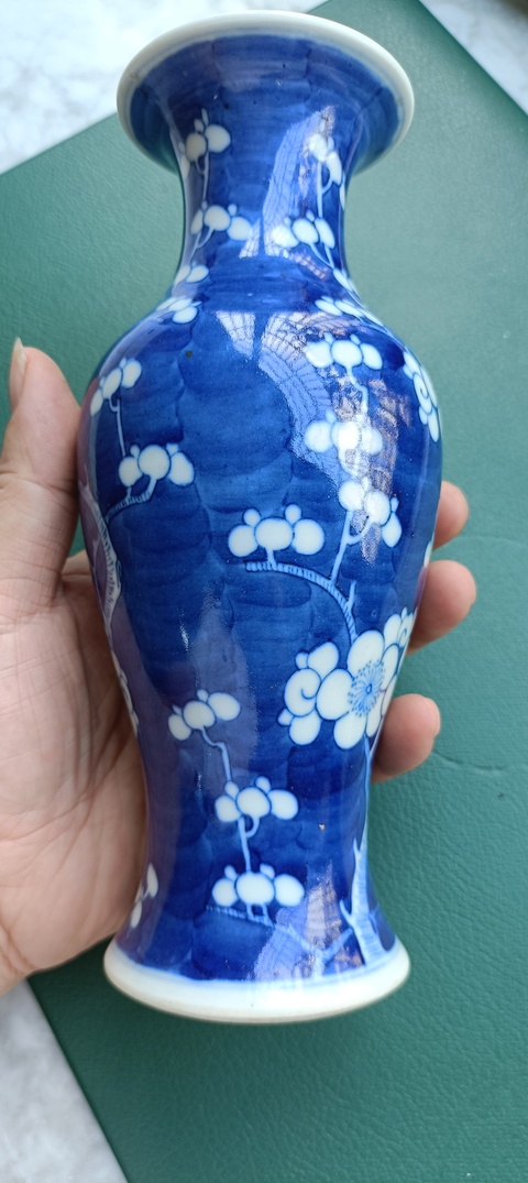 古玩陶瓷晚清青花冰梅紋瓶真品鑒賞圖