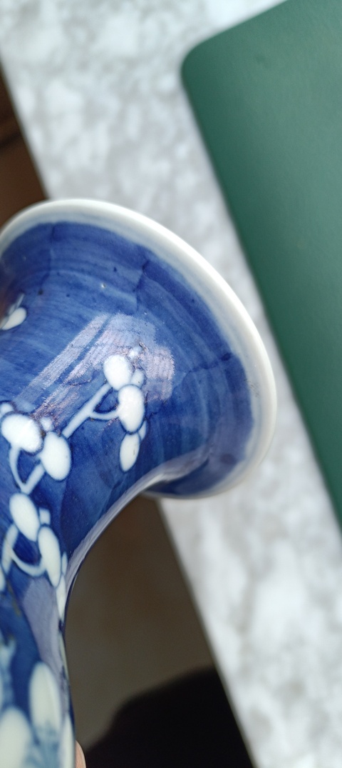 古玩陶瓷晚清青花冰梅紋瓶真品鑒賞圖