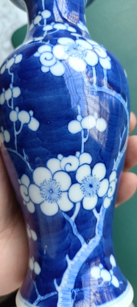 古玩陶瓷晚清青花冰梅紋瓶真品鑒賞圖