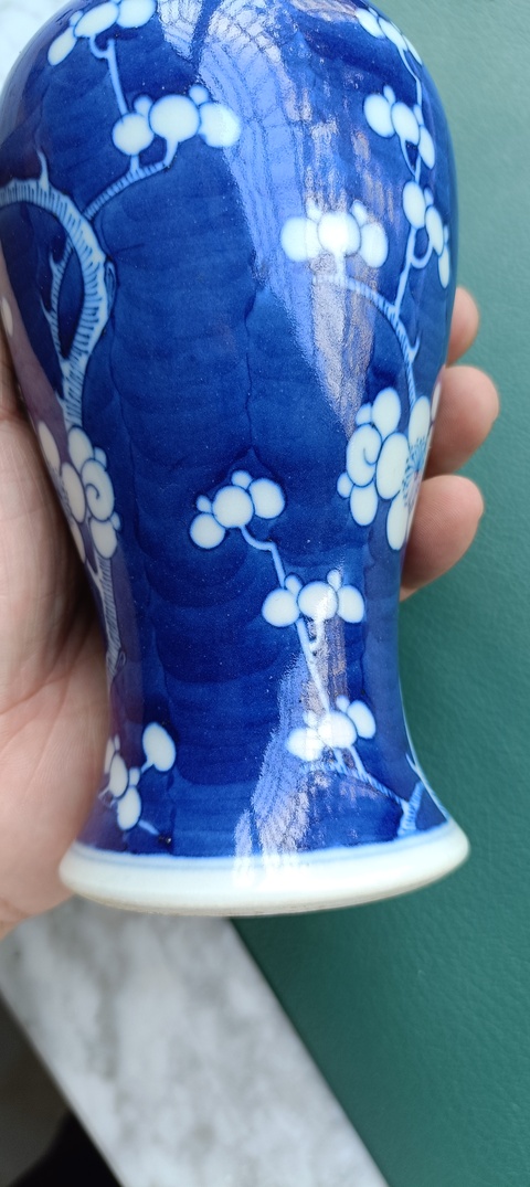 古玩陶瓷晚清青花冰梅紋瓶真品鑒賞圖