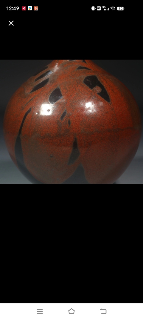古玩陶瓷日本鐵銹釉花插真品鑒賞圖