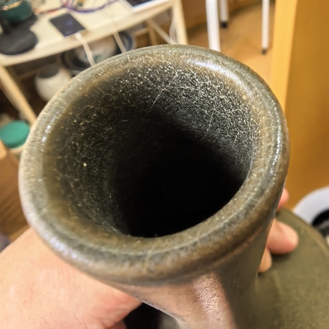 古玩陶瓷淄博窯茶葉末釉荸薺瓶真品鑒賞圖
