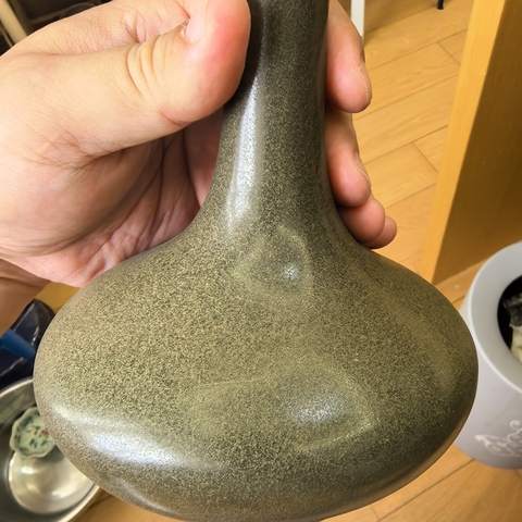 古玩陶瓷淄博窯茶葉末釉荸薺瓶真品鑒賞圖