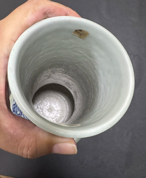 古玩陶瓷豆青釉青花八駿圖長頸瓶真品鑒賞圖