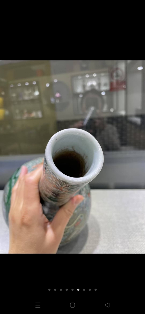 古玩陶瓷五彩海水龍紋膽瓶真品鑒賞圖