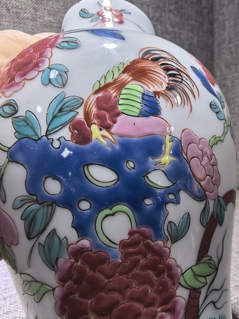 古玩陶瓷富貴大吉圖雞腿瓶真品鑒賞圖