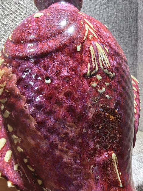 古玩陶瓷窯變紅釉雙魚瓶真品鑒賞圖