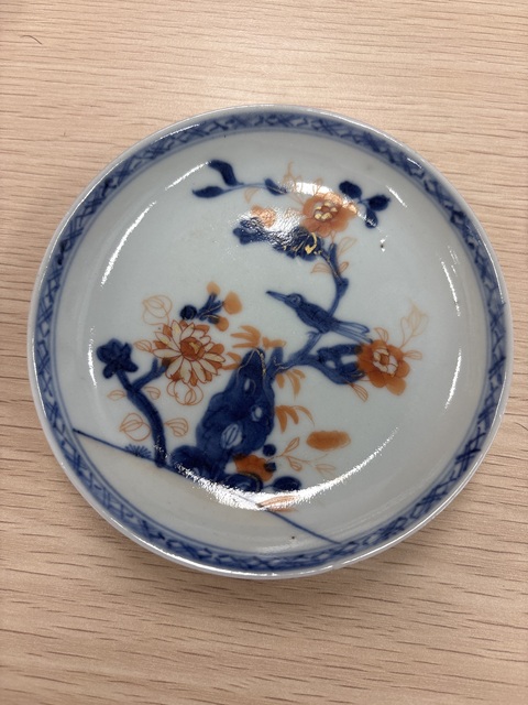 古玩陶瓷青花礬紅描金花鳥碟真品鑒賞圖