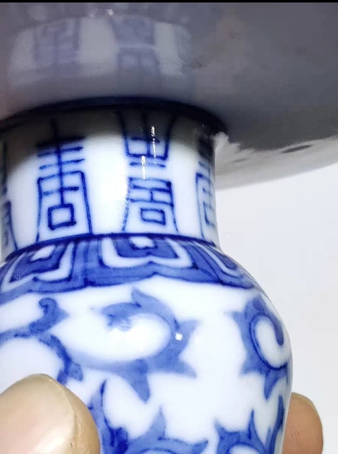 古玩陶瓷花卉紋青花貢盤真品鑒賞圖