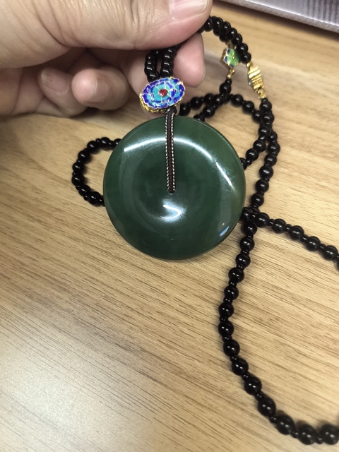 古玩玉器天然碧玉平安扣真品鑒賞圖