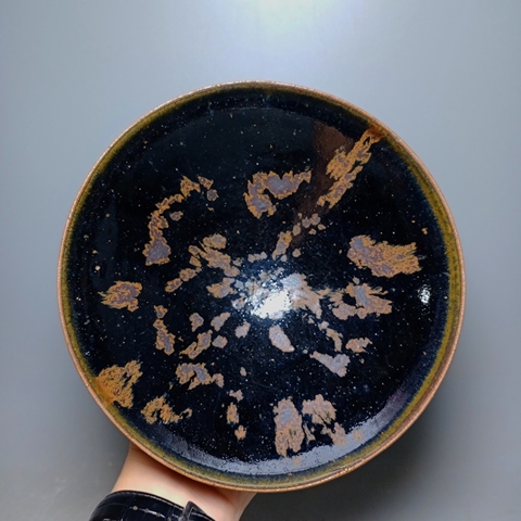 古玩陶瓷元代,磁州窯鐵銹斑茶盞拍賣,當前價格4300元