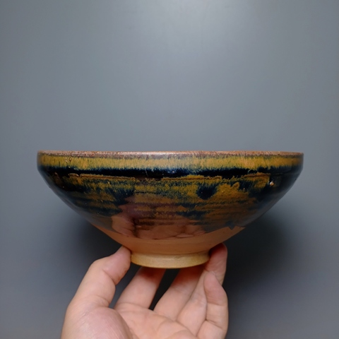 古玩陶瓷元代,磁州窯鐵銹斑茶盞拍賣,當前價格4300元