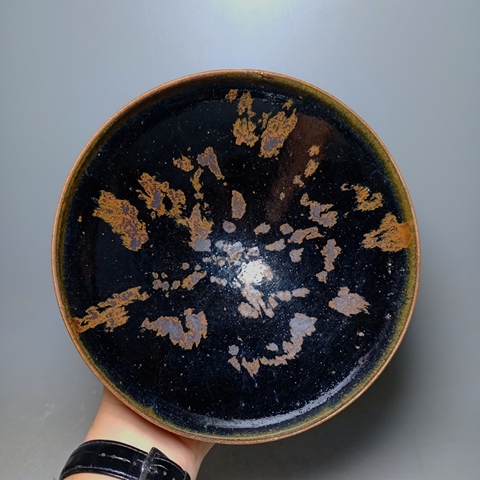 古玩陶瓷元代,磁州窯鐵銹斑茶盞拍賣,當前價格4300元