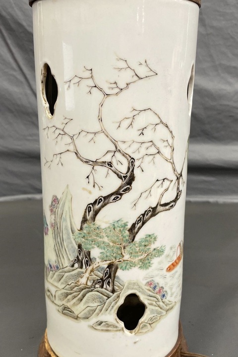 古玩陶瓷清末民國(guó)粉彩帽筒真品鑒賞圖