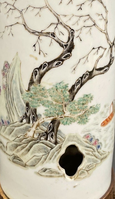 古玩陶瓷清末民國(guó)粉彩帽筒真品鑒賞圖