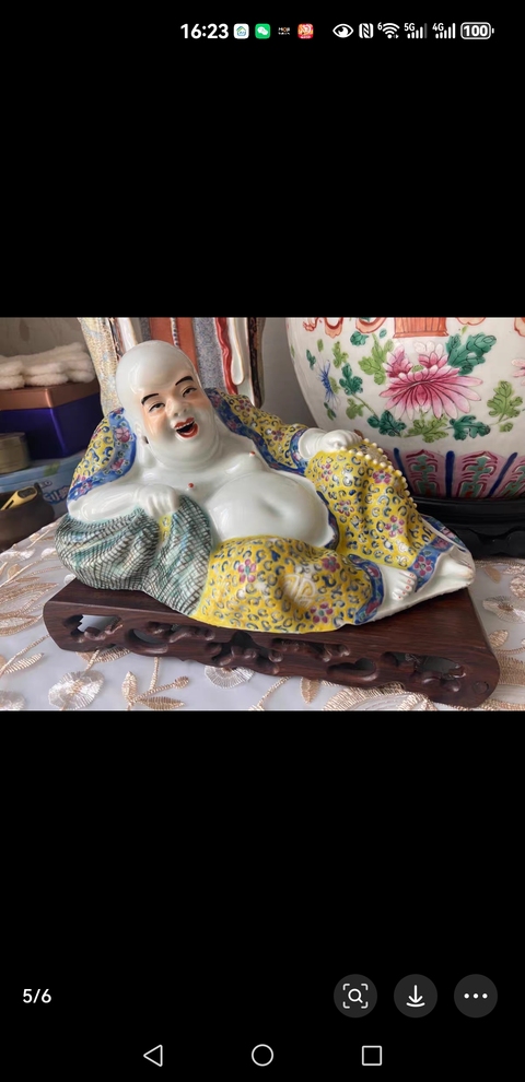 古玩陶瓷民國彌勒佛塑像真品鑒賞圖