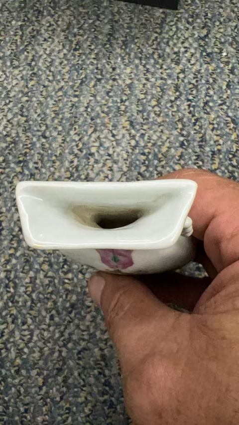古玩陶瓷三星高照圖粉彩雙耳壁瓶真品鑒賞圖