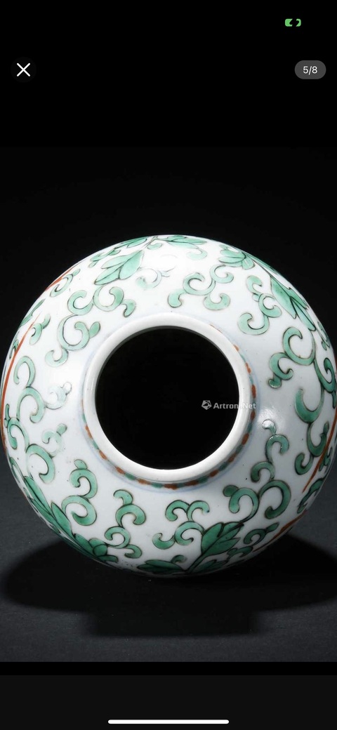 古玩陶瓷五彩鳳穿牡丹紋雞腿瓶真品鑒賞圖