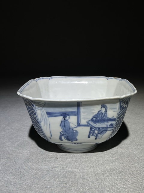 古玩陶瓷人物紋青花碗真品鑒賞圖