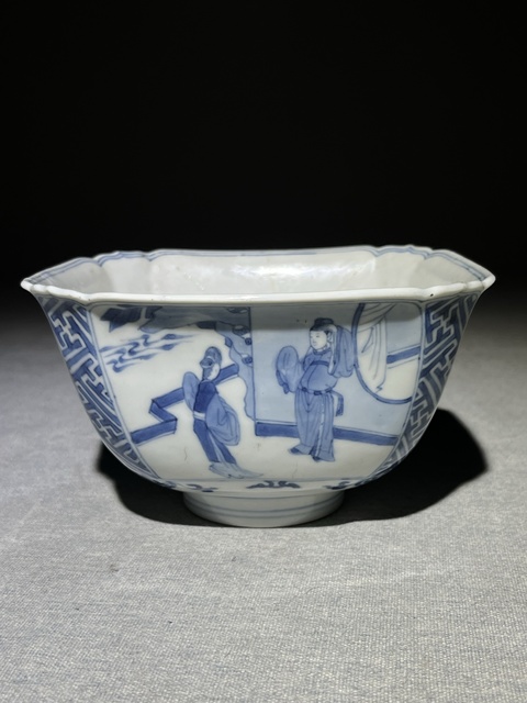 古玩陶瓷人物紋青花碗真品鑒賞圖