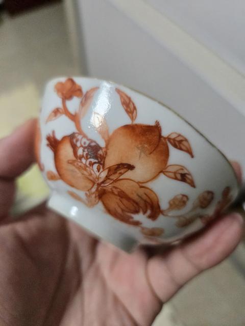 古玩陶瓷福壽三多紋礬紅茶圓真品鑒賞圖
