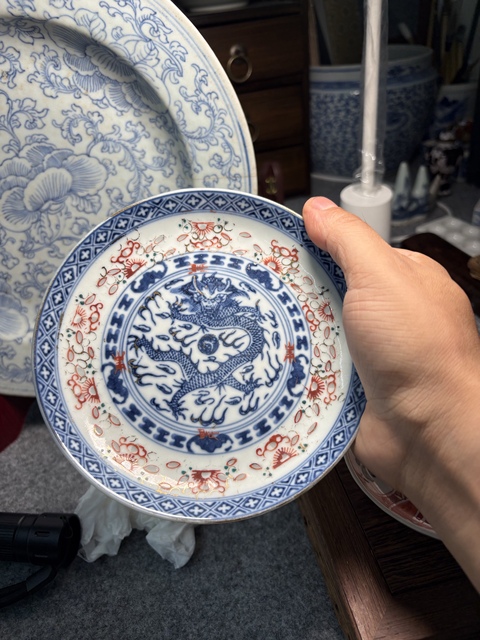 古玩陶瓷青花玲瓏瓷盤真品鑒賞圖