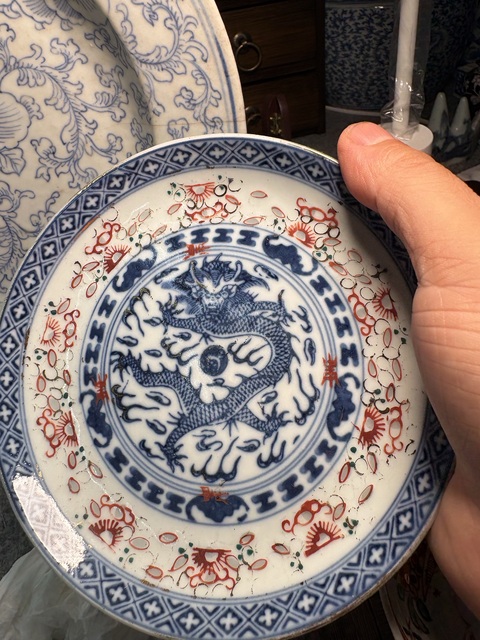 古玩陶瓷青花玲瓏瓷盤真品鑒賞圖
