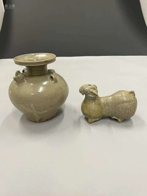 古玩陶瓷越窯青瓷羊真品鑒賞圖