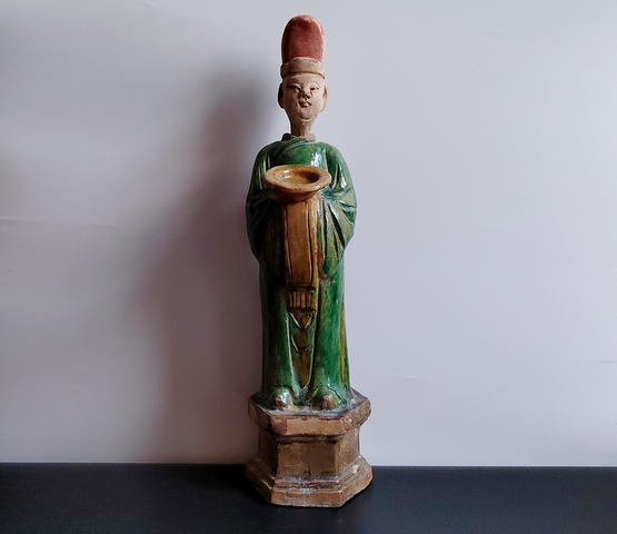 古玩陶瓷明代·三彩人物俑 真品鑒賞圖