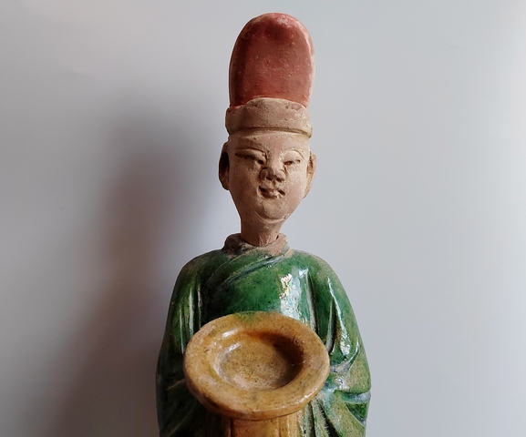 古玩陶瓷明代·三彩人物俑 真品鑒賞圖