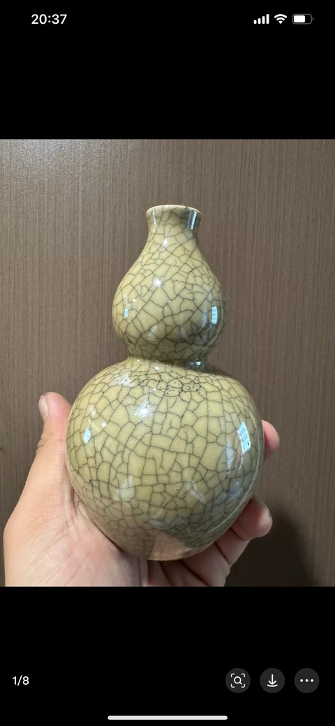古玩陶瓷哥釉葫蘆瓶真品鑒賞圖