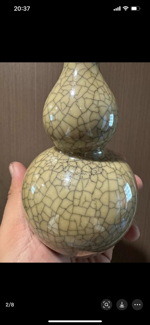 古玩陶瓷哥釉葫蘆瓶真品鑒賞圖