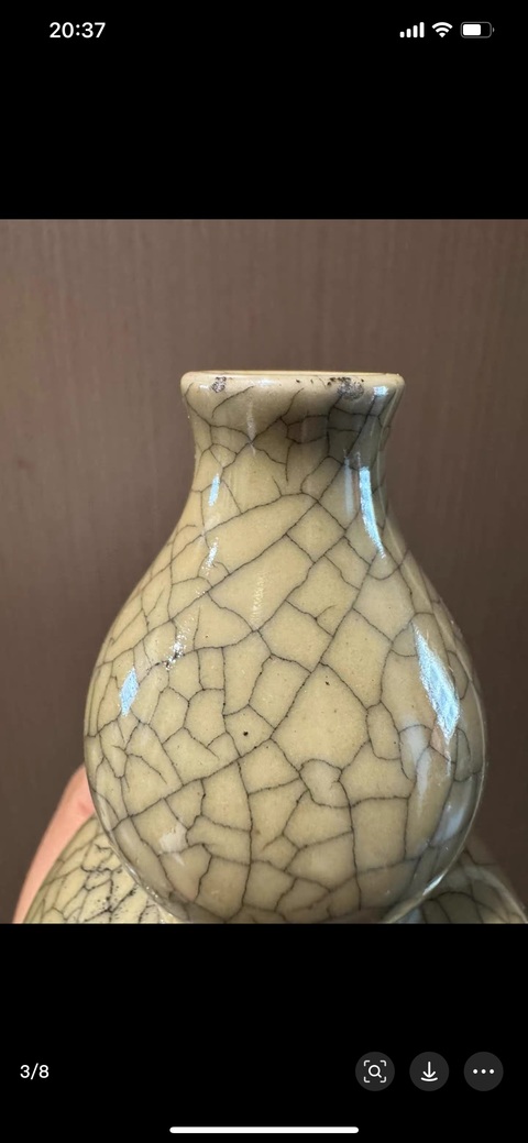古玩陶瓷哥釉葫蘆瓶真品鑒賞圖