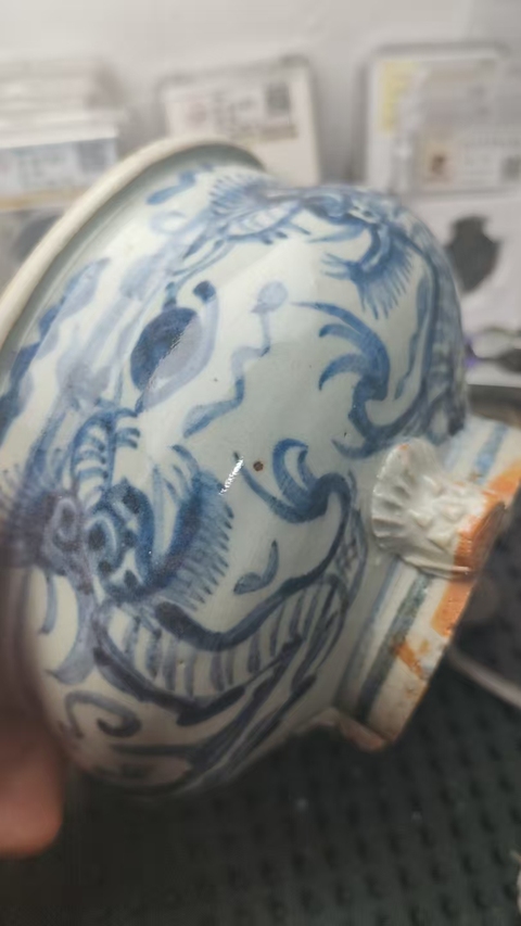 古玩陶瓷清中期青花香爐真品鑒賞圖