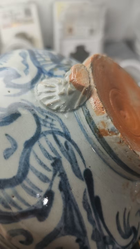 古玩陶瓷清中期青花香爐真品鑒賞圖