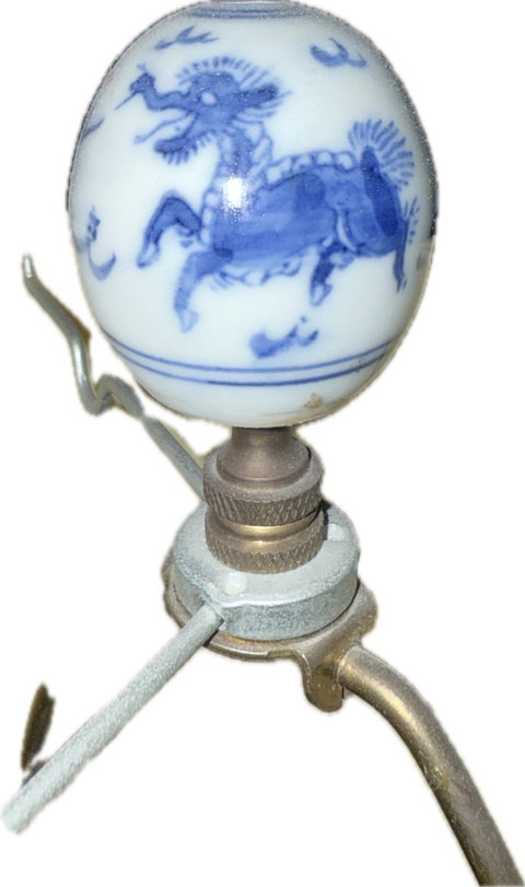 古玩陶瓷花卉紋瑞獸紋燈真品鑒賞圖