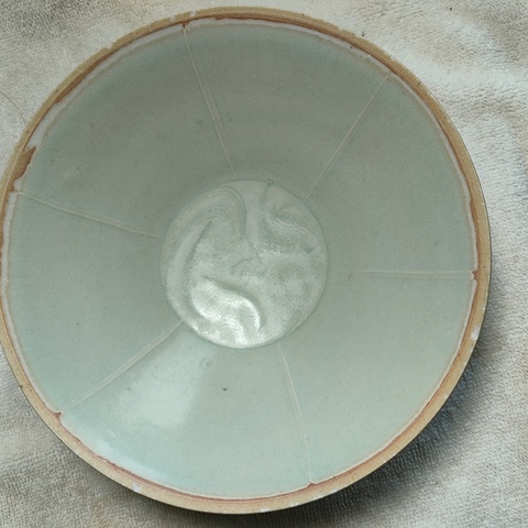 古玩陶瓷湖田窯青白釉雙魚面包碗拍賣,當前價格6800元