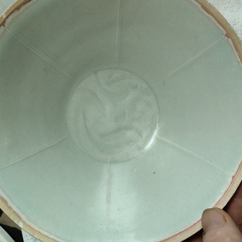 古玩陶瓷湖田窯青白釉雙魚面包碗拍賣,當前價格6800元