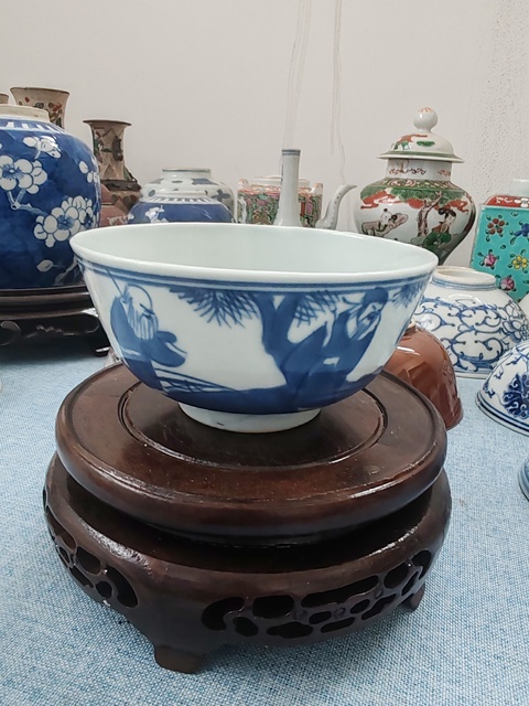 古玩陶瓷晚清青花人物故事碗拍賣,當前價格580元