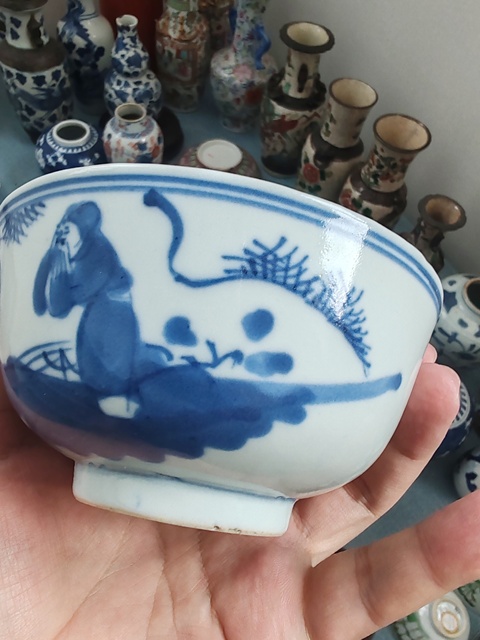 古玩陶瓷晚清青花人物故事碗拍賣,當前價格580元