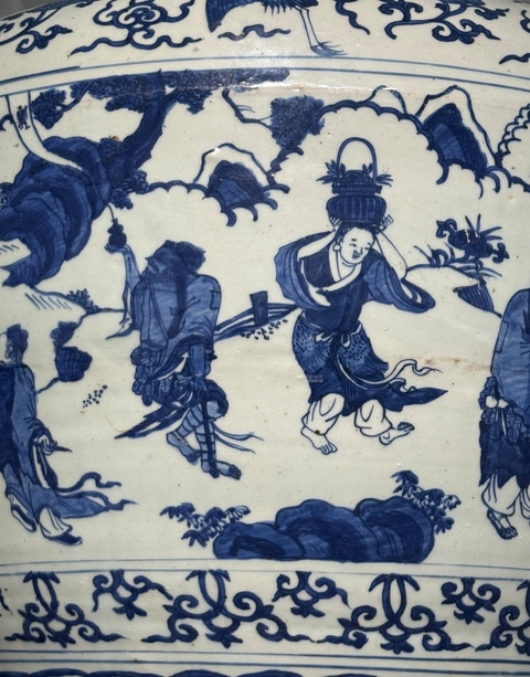 古玩陶瓷群仙祝壽圖青花罐真品鑒賞圖