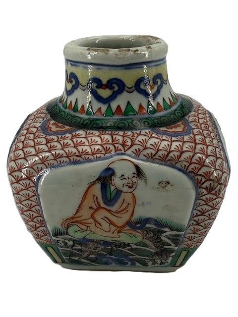 古玩陶瓷青花五彩神仙人物魚簍尊真品鑒賞圖