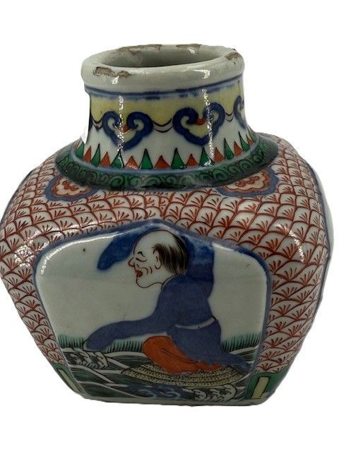 古玩陶瓷青花五彩神仙人物魚簍尊真品鑒賞圖