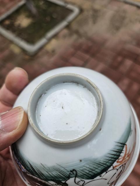 古玩陶瓷粉彩兔子紋碗真品鑒賞圖