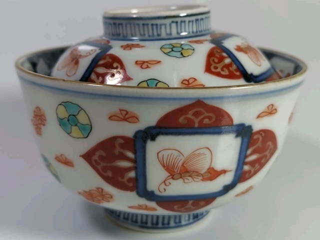古玩陶瓷清末民初 青花五彩蓋碗真品鑒賞圖